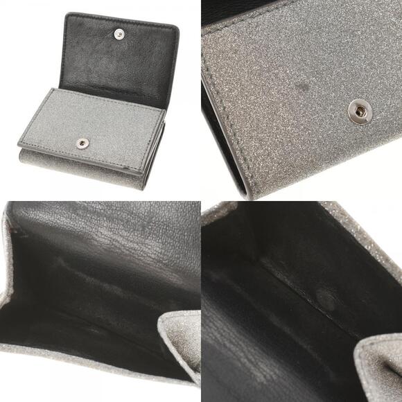 BALENCIAGA Wallet Compact Silver Calfskin Leather Tri fold - Picture 10 of 12